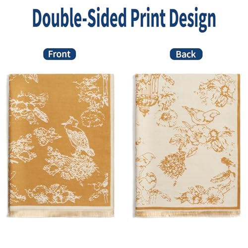 QIUTIMIY Pashmina Shawl Wraps for Womens Winter Scarf Reversible Pattern Designer Ladies Shawls and Wraps for Evening Dresses - color: Flower8-khaki
