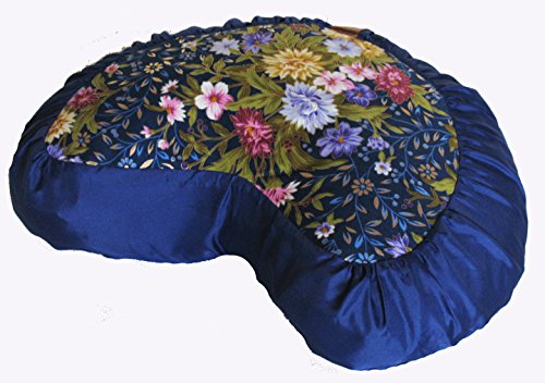 Meditation Cushion Crescent Zafu - Japanese Silk Print #3 - color: Japanese Silk Print #3