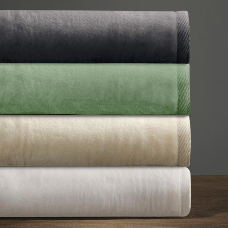 DownTown Company Throw Blanket for Sofa – Couch, 100% Cotton Soft Blankets with Fringe Tassle Edge, 50 x 70, Green