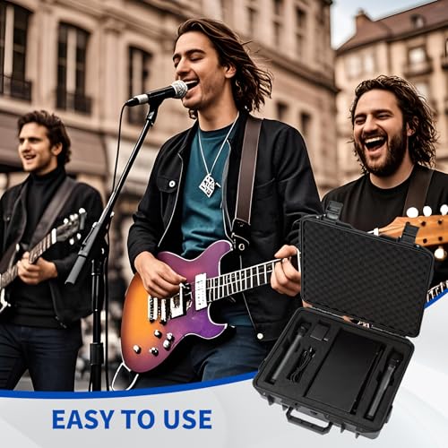 Microphone Carrying Storage Hard Case 2 mic Custom Foam+( DIY Foam) for Mic Audio Gear Mic Bag Microphone case compatible Phenyx TONOR shure Wireless Microphone 16.5 x 14 x 4.7 inch - color: 2mic case