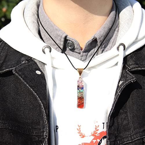 Orgone Chakra Pendant 7 Chakra Stones Necklace Orgonite Pendant with Adjustable Cord Crystals Necklace for Women Men - style: Faith