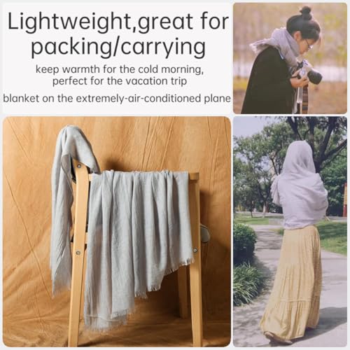 Harewom Lightweight Gauze Linen Feeling Shawl Wraps for Women Beach Summer Scarf for Evening Wedding Dresses - color: Shawl Wraps - Light Gray
