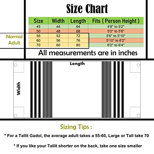 A supervised kosher Tallit Gadol Prayer Shawl from Israel,Wedding Model Diamond,Non-Slip.Wash and Iron easily. - color: With Black Stripes, size: Size 60 - 75 x 55 Inch