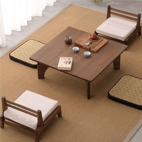 Solid Wood Meditation Chair with Low-Profile Legs, Floor Chair with Back Support, Upholstered Meditation Bench, Floor Seat for Living Room, Office, Balcony(Natural)