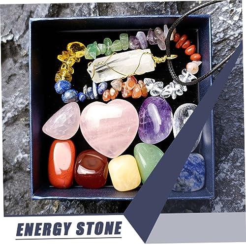 1Set Delicate Healing Chakra Crystal Pendant Kit with Present Box Portable Meditation Stones for Relief Gemstone Accessories for Relaxation Decoration