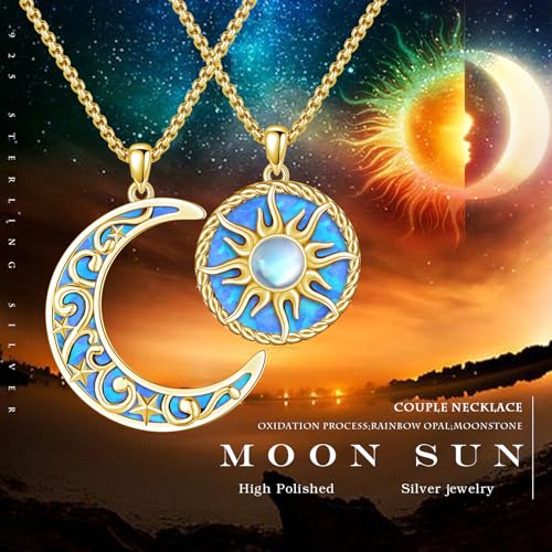 Yin Yang Necklaces for Women Men 925 Sterling Silver Pendant Necklace Yin Yang Jewelry for Women Men Couples - style: Sun Moon #10