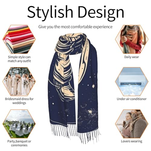 Astronaut Sitting in Yoga Chakra Scarf for Women Warm Soft Scarves Fashion Fringed Shawl Casual Tassel Blanket Scarf - color: Astronaut Men