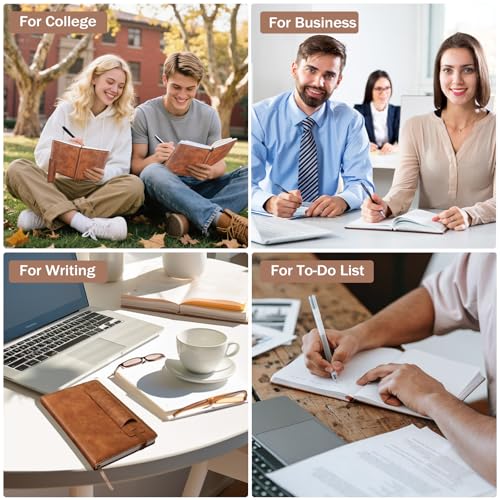 Lined Journal Notebook for Women Men, 256 Pages, Medium 5.7 in x 8.3 in - 100 GSM Thick Paper – Hardcover Leather Journals for Writing, Work, School, Note Taking, Diary Notepad, Brown - color: Brown