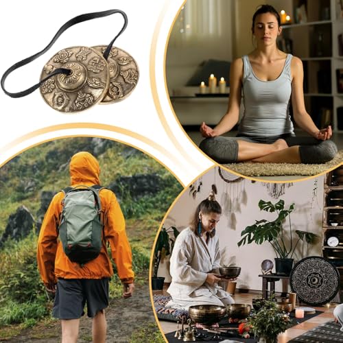 Tibetan Cymbals Bell, Relaxing Spiritual Sound 6.5cm, Meditation Ritual Instrument, Yoga Cymbals Bell, Traditional Spiritual Chime, For Adults, Family, Friends, Holiday