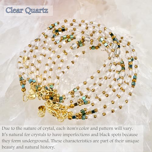 Farfume Beaded Bracelets for Women, Chakra Crystal 4mm Beads Gemstone Natural Stone Bead Spiritual Jewelry Gifts for Women - color: Clear Quartz-Insight