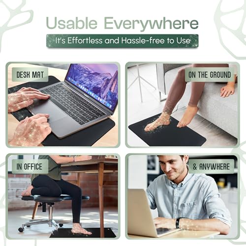 LuxeCraft Grounding Mat for Feet – Anti-Slip PU Leather | Earthing Mat with Tester Pen, Wrist Band & Connection Cord | Grounding Mat for Better Sleep, Pain Relief & Wellness (Large Size 24’’x16’’)