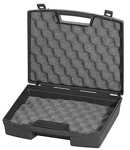 Black Plastic Briefcase Storage Case with Foam - 76mm x 280mm x 240mm