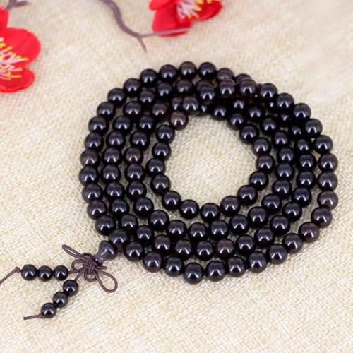 Zen Dear Unisex Natural Ebony Wood Buddhist Prayer Bead Necklace Bracelet Tibetan Prayer Mala Beaded Black - style: 08mm 108beads