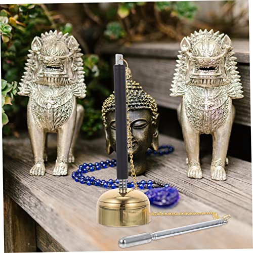 FRCOLOR Adjustable Wooden Chime Buddhist Ritual Utensil for Temple Supplies Extendable Meditation Bell Carved Design for Prayer and Chanting