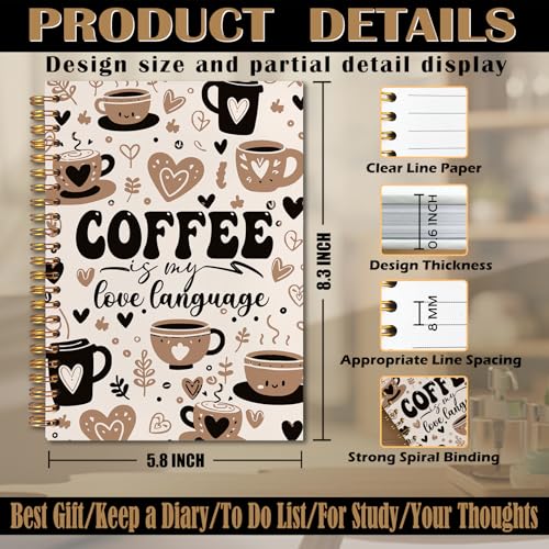 Coffee Spiral Notebook 5.5x8.3, Coffee Lovers Gifts for Women Journal Notebooks for Note Taking, Cute Journal for Women - color: Notebook-02
