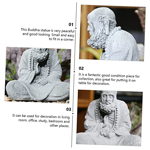 GANAZONO 1pc Chinese Style Buddha Statue Decorative Sandstone Buddha Figurine for Home and Garden Zen Landscape Decor for Living Room Office and Meditation Spaces