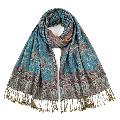 SmilerSmile Colorful Scarf Wraps for Womens Tassel Shawl Wrap - color: 09-paisley/Blue