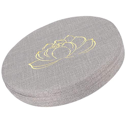 Meditation Cushion, Yoga Mat with Detachable Washable Cover, Soft Handheld Design for Zen Tea Ceremony Floor Window (40 cm in Diameter and 6 cm in Thickness) - color: Grey Embroidered Lotus Pattern