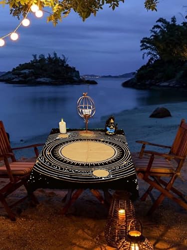 Indian Consigners Altar Cloth Spiritual Planets, Ritual Stars and Galaxy Table Cloth Beautiful Solar System Altar Cloth 24by24 inches (Solar System Gold Silver) - size: 24" x 24" (Square)