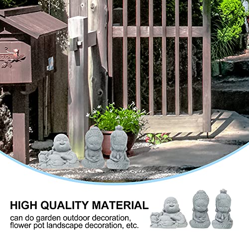 Cabilock 3pcs Sandstone Buddha Statue for Home Decor Creative Chic Landscape Prop Light Grey Landscape Accessory for Zen Garden Aquarium and Meditation Spaces