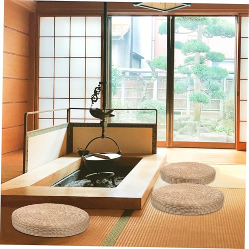PRETYZOOM Thickened Meditation Mat Hand Woven Yoga and Meditation Cushion Rustic Zen Decor Comfortable Floor Pillow