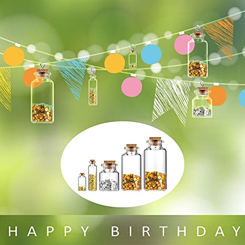 Geiserailie 45 Pcs Mini Glass Bottles with Cork Stoppers Spell Jar Mini Glass Vials Potion Bottles Clear Wishing Jars with 50 Eye Screws 3 Funnels for Party Favors DIY Art Crafts Decoration(Medium) - size: Medium