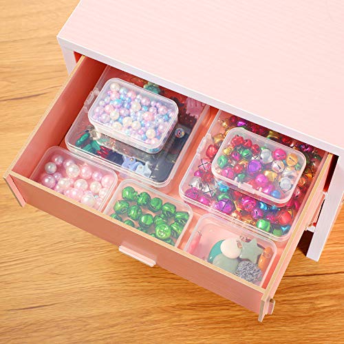 Jetec 6 Pieces Mini Plastic Clear Beads Storage Containers Box for Collecting Small Items, Beads, Jewelry, Business Cards, Game Pieces, Crafts (4.5 x 3.3 x 1.2 Inch) - size: 4.5 x 3.3 x 1.2 Inch