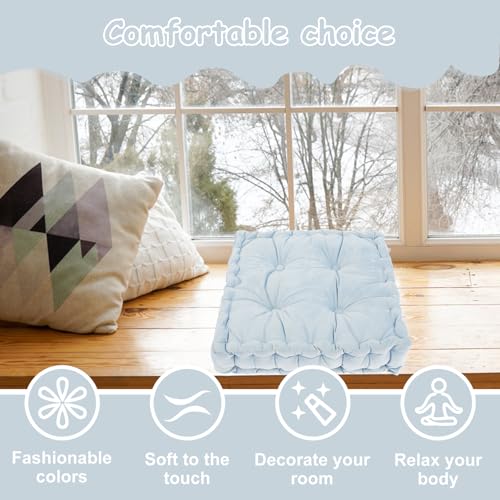 Meditation Cushion Floor Pillow, Large Square Floor Cushions for Adults, Double-Side Tufted Seat Cushion, Floor Pillows Seating for Classroom Sofa Living Room Tatami Outdoor Yoga, 17.7x17.7x43.5in