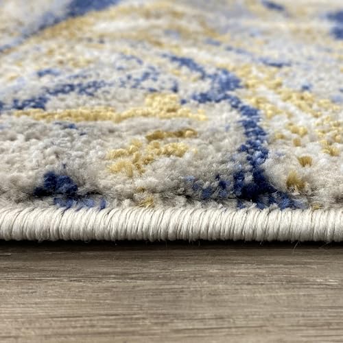 LUXE WEAVERS Marble Blue Area Rug 2x3 Modern Abstract Swirl Design Non-Shedding Carpet - color: Blue, size: 2' x 3' (Rectangular)