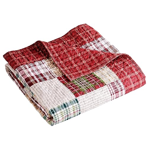 Greenland Home Oxford 100% Cotton Throw Blanket, Red