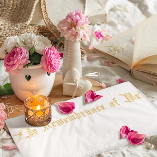 Large in Remembrance of Me Altar Frontal 88.2x52in Holy Communion Table Cloth Cover White Rectangle Communion Table Cloths for Church for Gatherings Baptism Ceremonies (Gold Embroidery) - color: Gold Embroidery