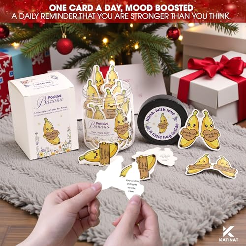 Nana Gifts Positive Banana Jar – 60 Sweet Notes for Nana, Gigi, Mimi, Funny Sentimental Mothers Day Gifts for Grandma from Granddaughter, Grandson, Grandkids, Easter Basket Stuffers - color: Positive Banana