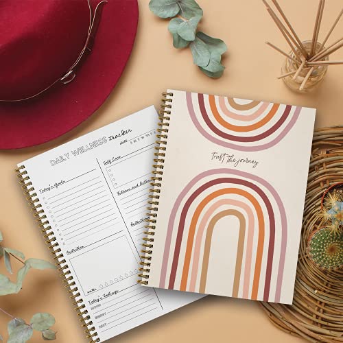 Softcover Trust The Journey 8.5" x 11" Motivational Spiral Health Journal/Notebook, 120 Daily Wellness Tracker Pages, Durable Gloss Laminated Cover, Gold Wire-o Spiral. Made in the USA - style: Trust the Journey
