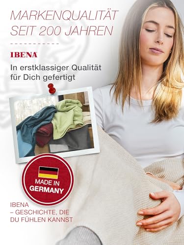 IBENA Reversible Organic Cotton Jacquard Woven Low Pile Velour Throw Blanket Stockholm- Lagoon