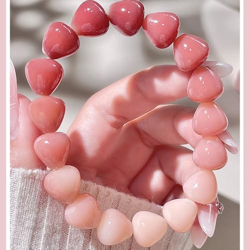 MUDI Bracelet For Women, Bodhi Seed Beads Bracelets Fidget Healing Energy Protection Stretch to My Man Jewelry Gift - color: Blue White Heart