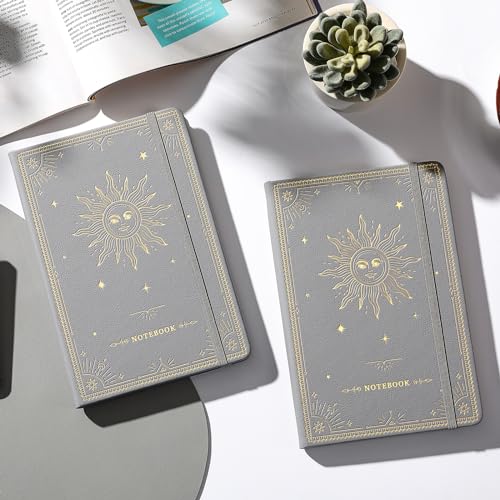 Artfan Ruled Notebook/Journal – Premium Thick Paper Classic Writing Notebook with Pocket + Page Dividers Gifts, Banded, Large, 128 Pages, Hard Cover, Lined (5.3" x 8.26") - Silver Grey - color: Silver Grey