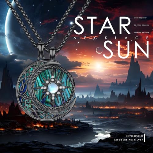 Yin Yang Necklaces for Women Men 925 Sterling Silver Pendant Necklace Yin Yang Jewelry for Women Men Couples - style: Sun moon#8