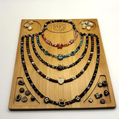 NOAVAOL Bamboo Bead Board for Jewelry Making, Combi Beading Tray Design Mat for Necklaces, DIY Small Jewelry Design Board