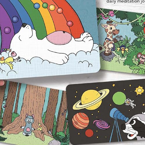 Ambassador Games: Mindful Living - Meditation Friends Cards - 30 Giant Self-Empowerment Cards, Daily Mediation & Messages, Animal Themed, Kids 4+