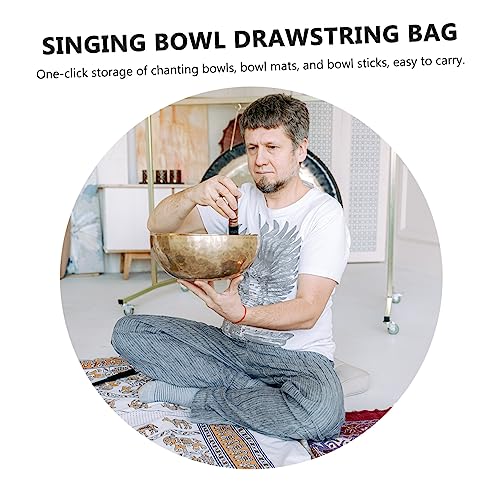 2 Pcs Buddha Sound Bowl Storage Bags with Drawstring Cotton Linen Meditation Bowl Pouches for Tibetan Singing Bowls Compact Protective Travel Carrying Pouches