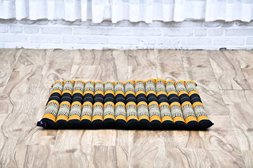 Leewadee Zabuton Seating Cushion – Square Floor Seat for Meditation Exercises, Light Yoga Mat Filled with Kapok - color: Sf03 - Black, Orange