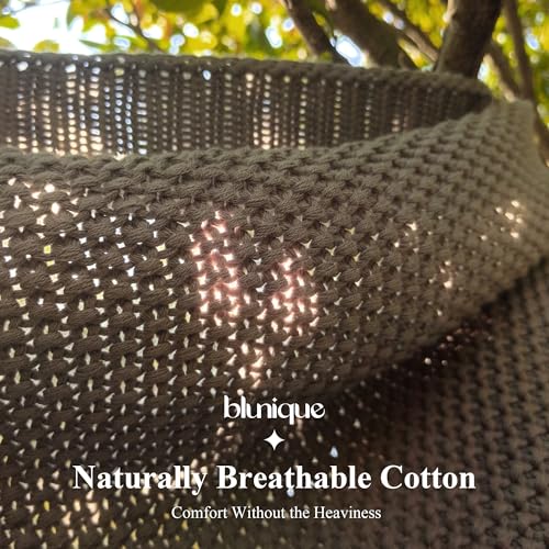 100% Cotton Cable Knit Throw Blanket, Lightweight Soft Knit Blanket for Sofa Couch Bed, Breathable All-Season Throw, Cozy Decorative Blanket, 50 x 60 Inch,Taupe