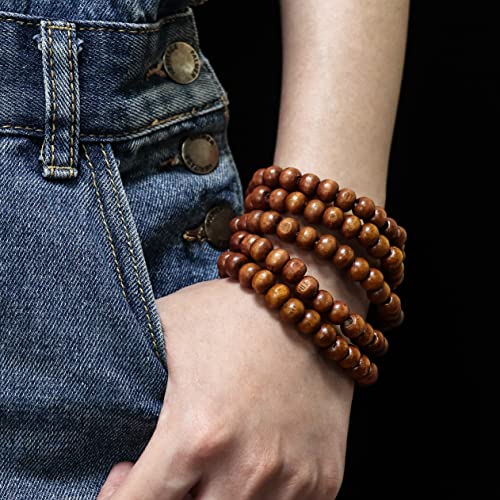COLORFUL BLING Ethnic Natural Wood Beads Necklace for Men Women Africa Wooden Chain Chunky Strand Necklace Statement Hip Hop Jewelry - color: light brown