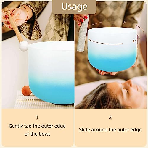 6-12inch 432hz Quartz Crystal Singing Bowls Set of 7 Gradient Design, for Mindfulness Meditation Yoga Sound Baths - color: Gradient Singing Bowls, size: 6-12 inch A-G Note 432hz