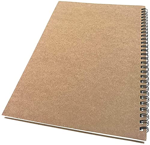 Blank Journal Notebooks Unlined Spiral Notebooks, A5 with thick kraft cover Sketch Notebooks Drawing NoteBooks Diary Memo Notepads, 100 Pages/ 50 Sheets, 8.3 x 5.7 Inches
