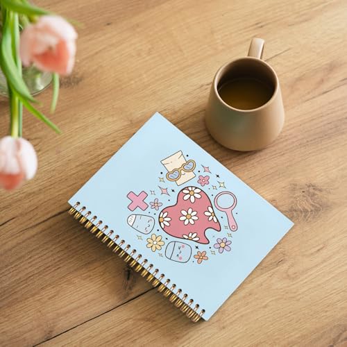 WUCHJ Dental Gifts Notebook, Blue Dental Hygienist Assistant Journal, Retro Pink Floral Tooth Spiral Notebook Journal for Note Taking, Dentist Office Supplies, 5.5x8.3 Inch - color: blue tooth heart