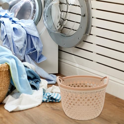 PRETYZOOM Waterproof Woven Storage Basket with Handle Multi-Use Organizer for Bedroom Bathroom Living Room Large Capacity Sundries Organizer Compact 7.67X7.67X5.51 Inch Laundry and Cosmetics Storage