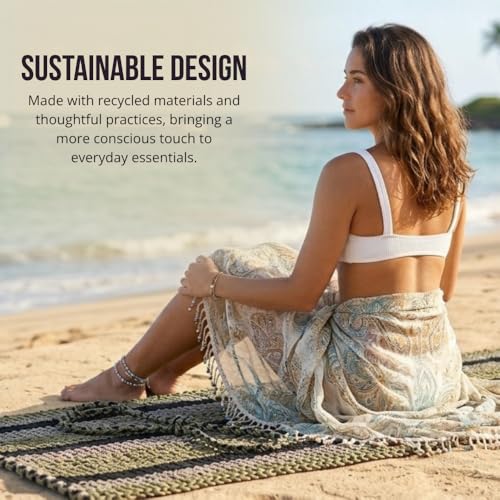 Handcrafted Meditation Mat with Carrying Strap, Woven Rope Mat for Outdoor Yoga, Reading, Beach, and Relaxation