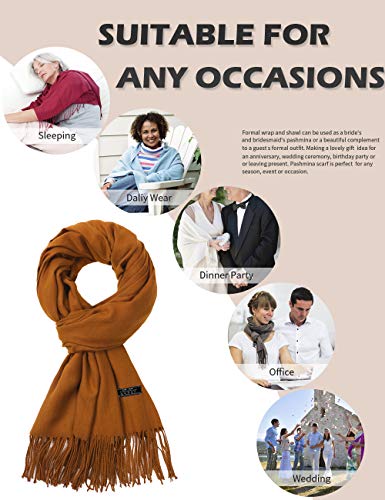 Pashmina Shawl Women Winter Scarf Warm Wedding Wraps Ladies Scarves for Evening Dresses - color: Coffee