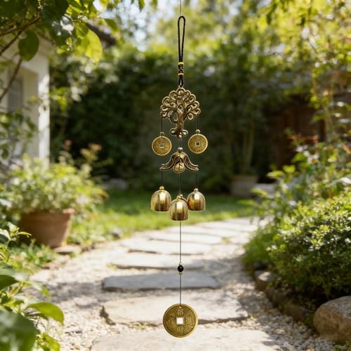 Wind Chimes Outdoor Fortune Tree WindChimes Metal Bells Wind Chime Christmas Decor Home Garden Hanging Decoration Gift One Size